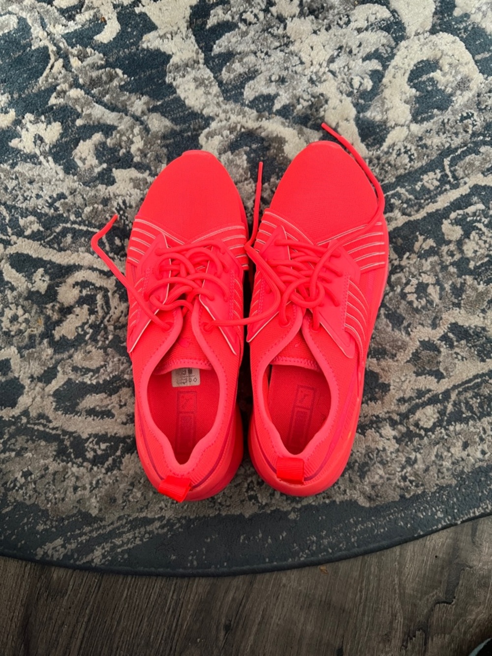 Puma Women's Bright Red Knit Lace-Up Sneakers